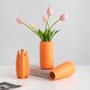 Nordic Ceramic Irregular shape Orange Small Vases, Home Dining Table, Living Room, Bedroom, Office Accessories, Flower Ware, 1Pc