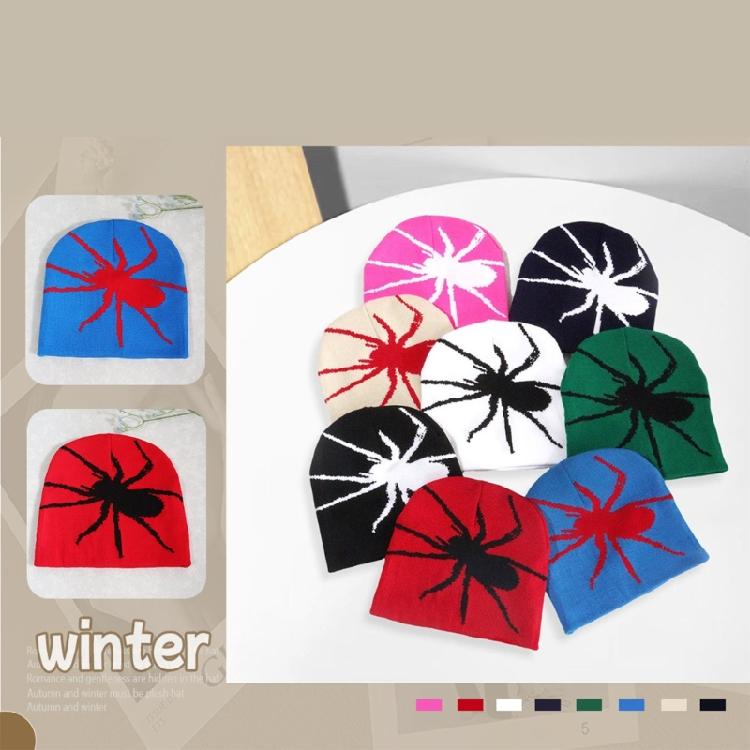 Halloween Jacquard Spiders Hat Knit Windproof Hat for Adult Winter Cycling Ski