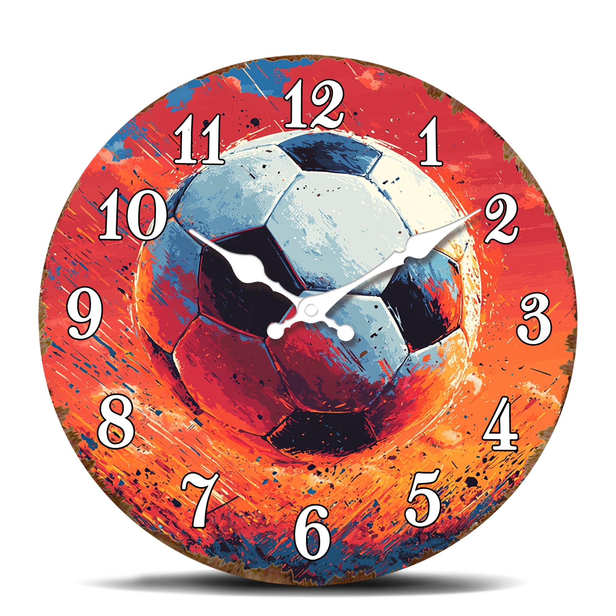 

Vibrant Soccer Ball Splash Art Round Wall Clock, Sporty Decorative Timepiece for Game Room, Dynamic Sports-Themed Wall Art 10 inch