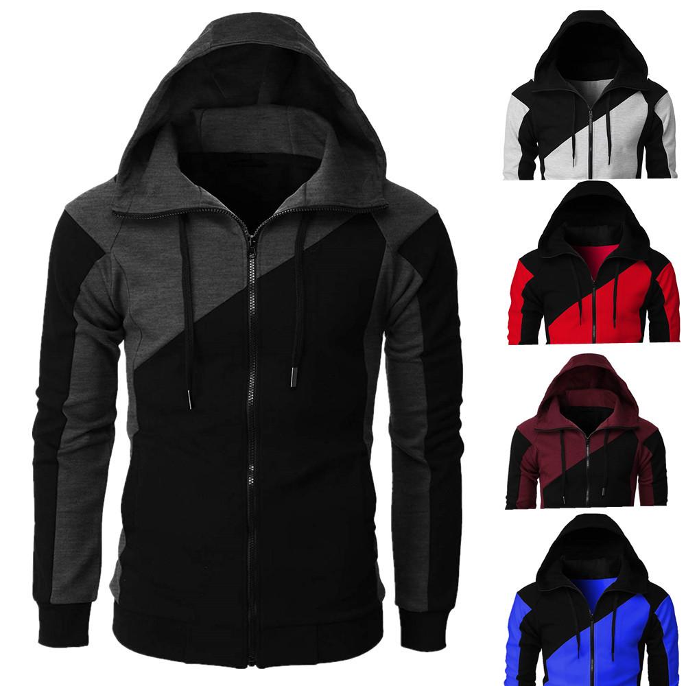 Men's Casual Patchwork Hoodie Jacket - Plus Size