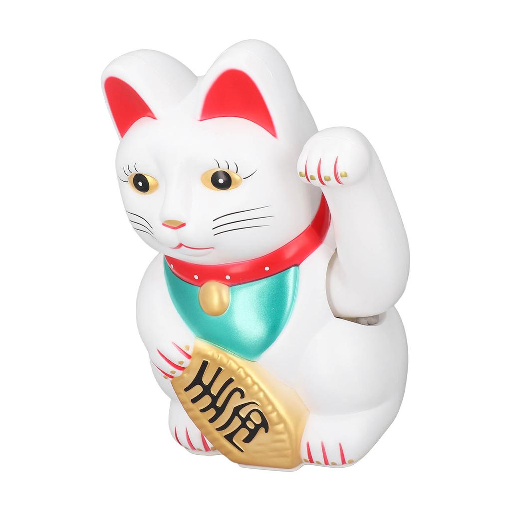 10 Zoll Winkende Glückskatze Niedliche Glückskatzenstatue Dekoration für Zuhause Schreibtisch Weiß