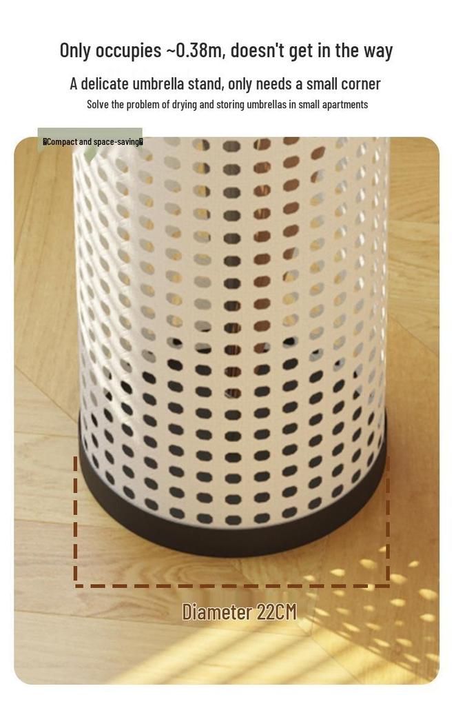 Minshuku Café Home Rattan-Style Umbrella Stand, Cream