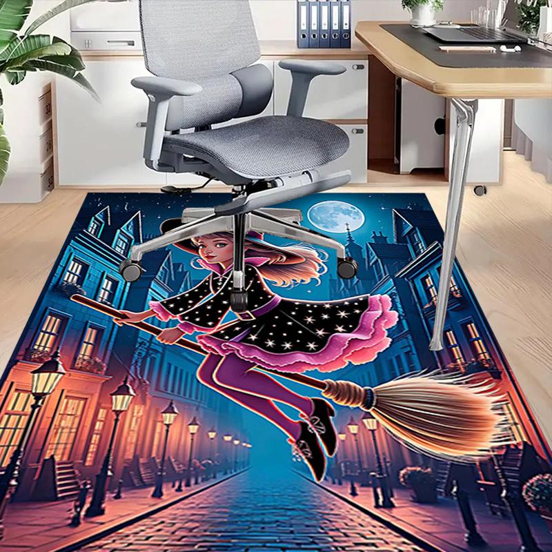 1PC Witch Broomstick Non-Slip Floor Carpet Compatible for Office&Living Room&Bedroom&Dining Room - Flat-Weave Machine-W296