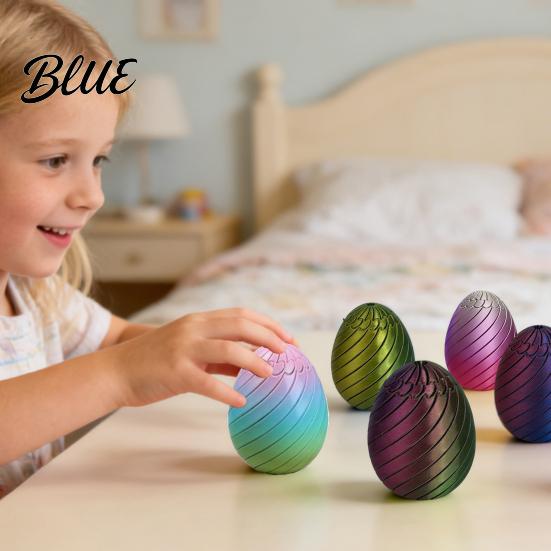 Easter Egg Toy Funny Twist Fidget 3D Printed Spiral Figurine Hand Stress Reliever Rotating Puzzle for Adults Anxiety Relief Gradient Color