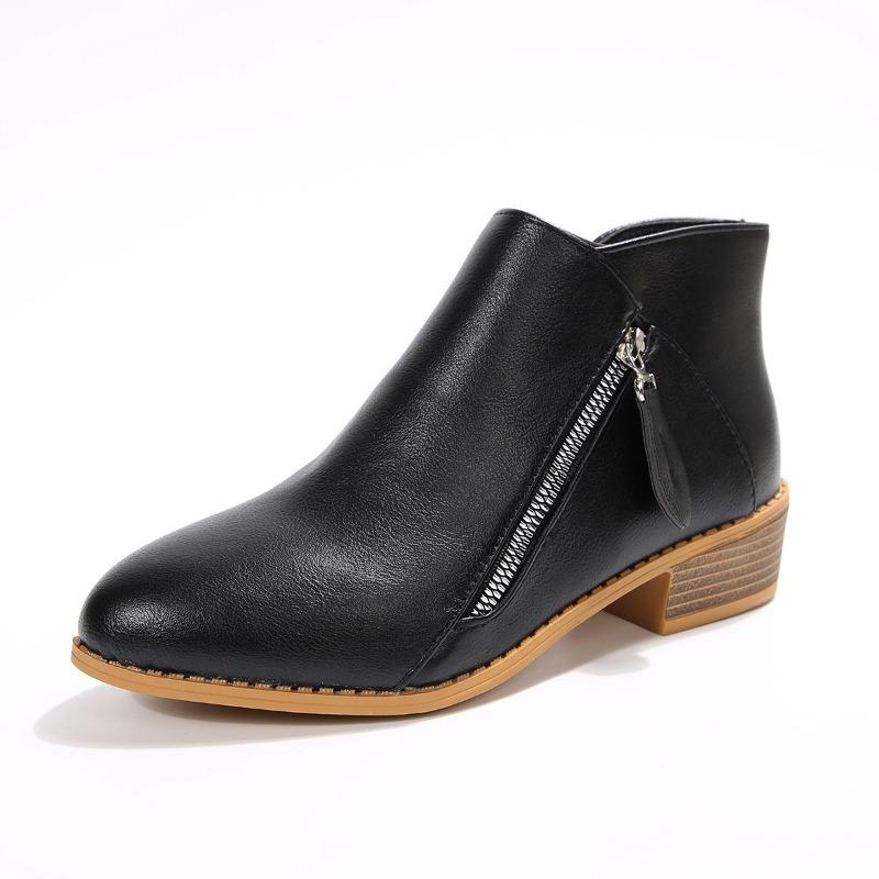 

Новая женская обувь: Женские ботильоны большого размера на толстом каблуке с боковыми молниями 42