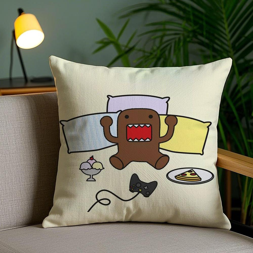 Cartoon Funny Domo-Kun Cushion Cover Soft Short Plush Double-Sided Printing Home Decor Machine Washable Pillow Case Gift
