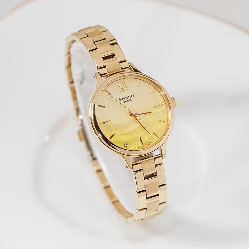 Casio SHEEN Series SEAWAVE Colorful Star Theme Fashion Three-dimensional Simple Women's Watch Gradient Gold Quartz Movement Resin SHE-4550G-9AUPR