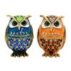 Zinc Alloy Owl Trinket Box Enameled Finish Owl Keepsake Box Classic Ring Holder Box  For Rings