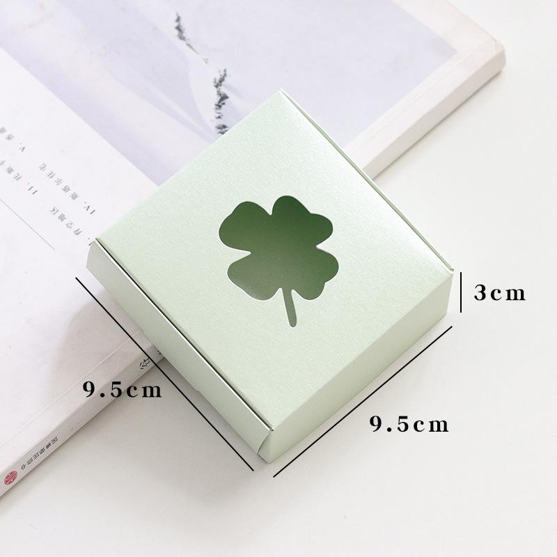12pcs Gift Boxes with Four-leaf Clover Window Mini Treat Boxes for Gift Soap Kraft Paper Wrap Box for Wedding Party Festival
