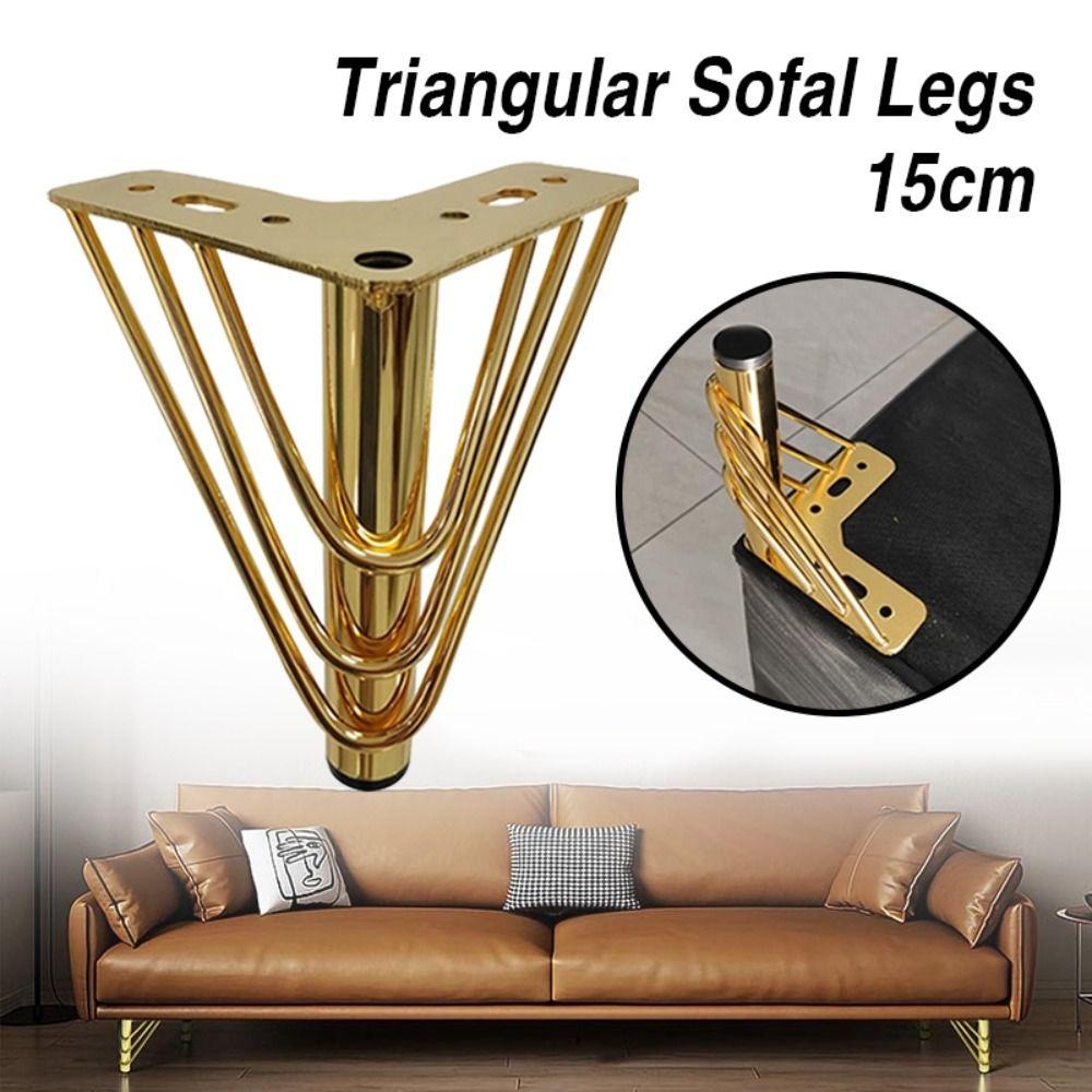 Golden Color Metal Furniture Feet 15cm Height Triangular Metal Legs  Home DIY
