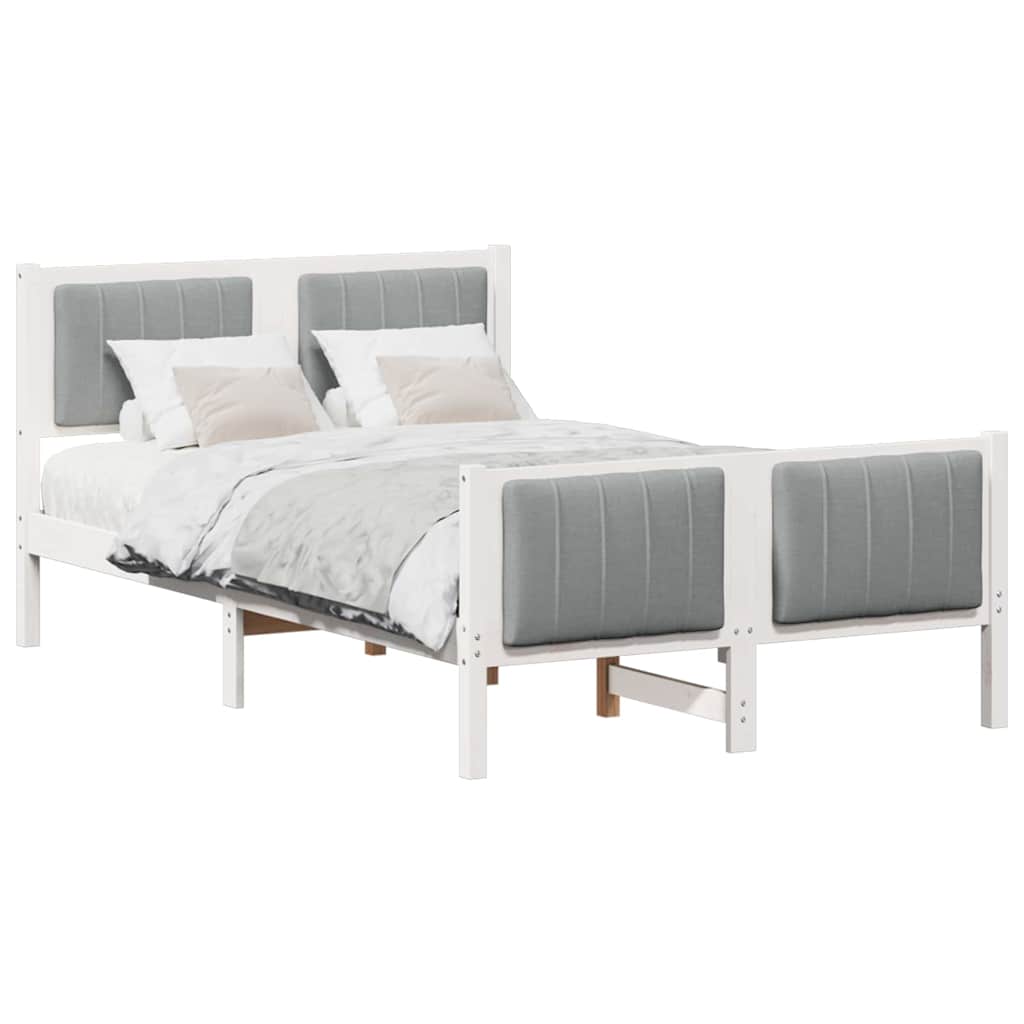 Bed Frame in White and Light Grey 120 x 200 cm Solid Pine Wood