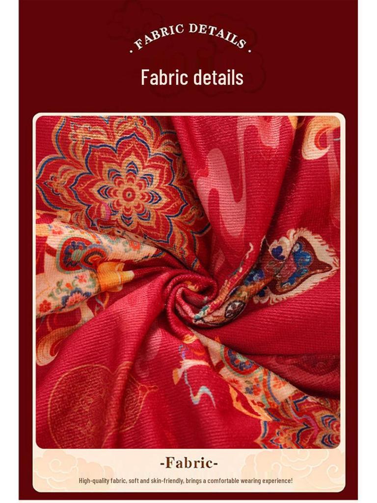 Plus Velvet Girls' New Year Tang Suit - Winter 2025 Two-Piece Set, Children's Chinese Style Outfit