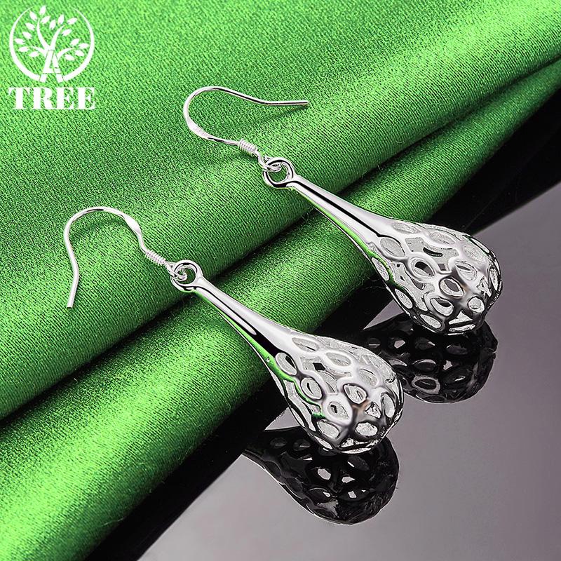 Classic 925 Sterling Silver Hollow Water Drop Earrings For Women Jewelry High-Quality Luxury Accessories Anniversary Party Gifts