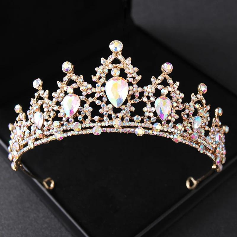 Baroque Crystal Crown Tiara for Women Bride Rhinestone Prom Diadem Bridal Wedding Hair Accessories Jewelry Tiaras and Crowns