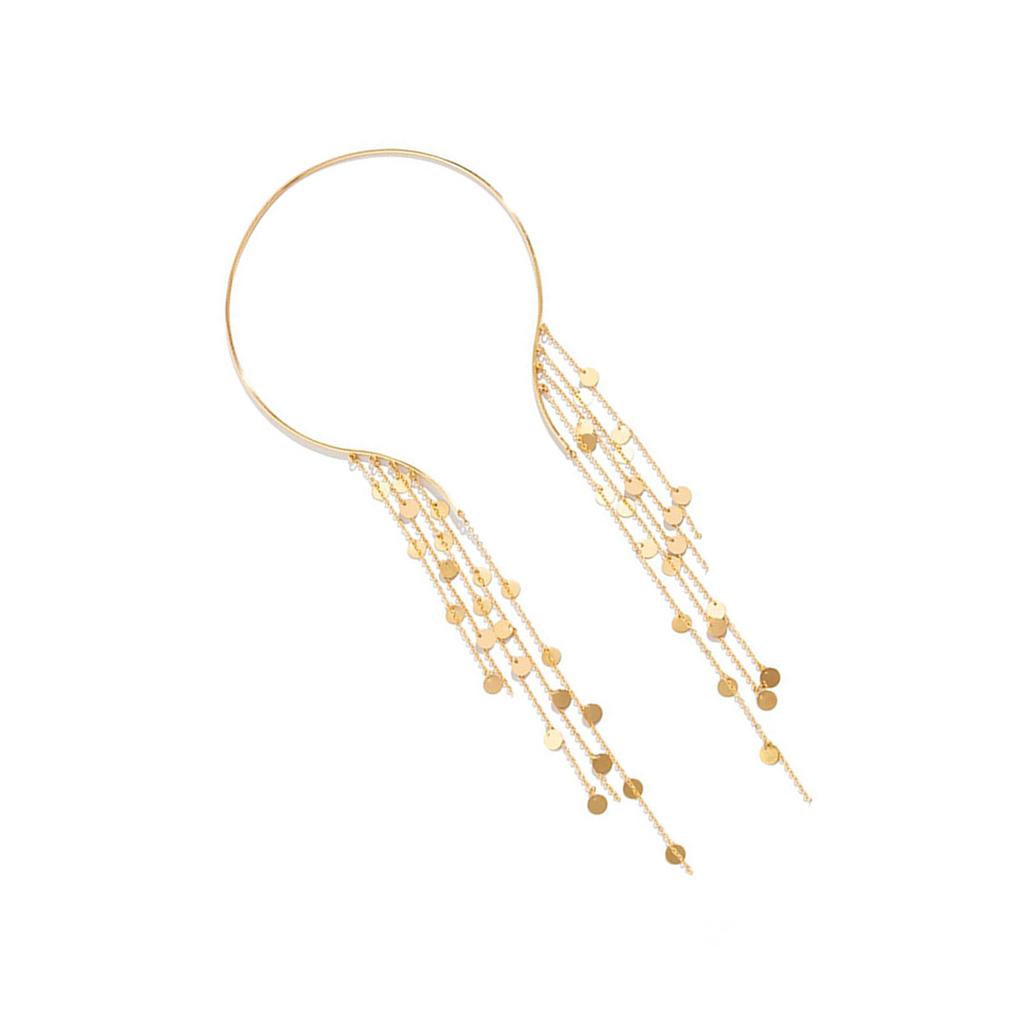 Elegant Long Tassels Necklace with Faux Coin Pendant for Women Perfect for Evening Gowns and Business Meetings