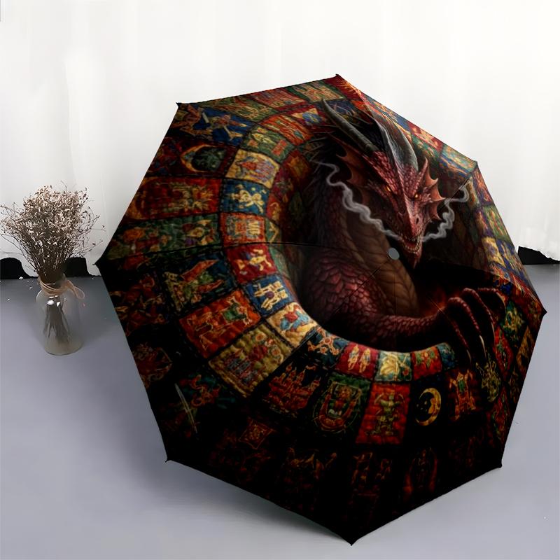 1 ks automatický skládací deštník - kreslený vzor, přenosný a skládací design s 8 žebry, vánoční narozeninové dárky