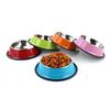 Stainless Steel Pet Bowl Portable Replacement Round Stackable Shockproof Odorless Coated Household Pets Feeding Dish