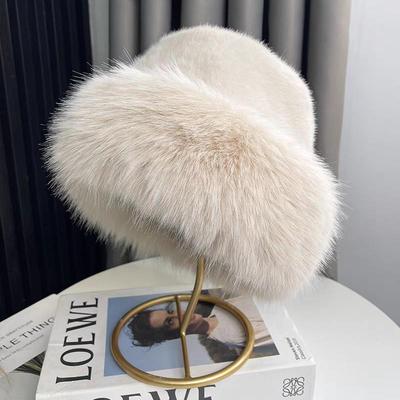 Women's Faux Mink Fur Mongolian Hat: Windproof, Cold-Proof, Warm Fisherman Style with Ear Protection for Fall and Winter.