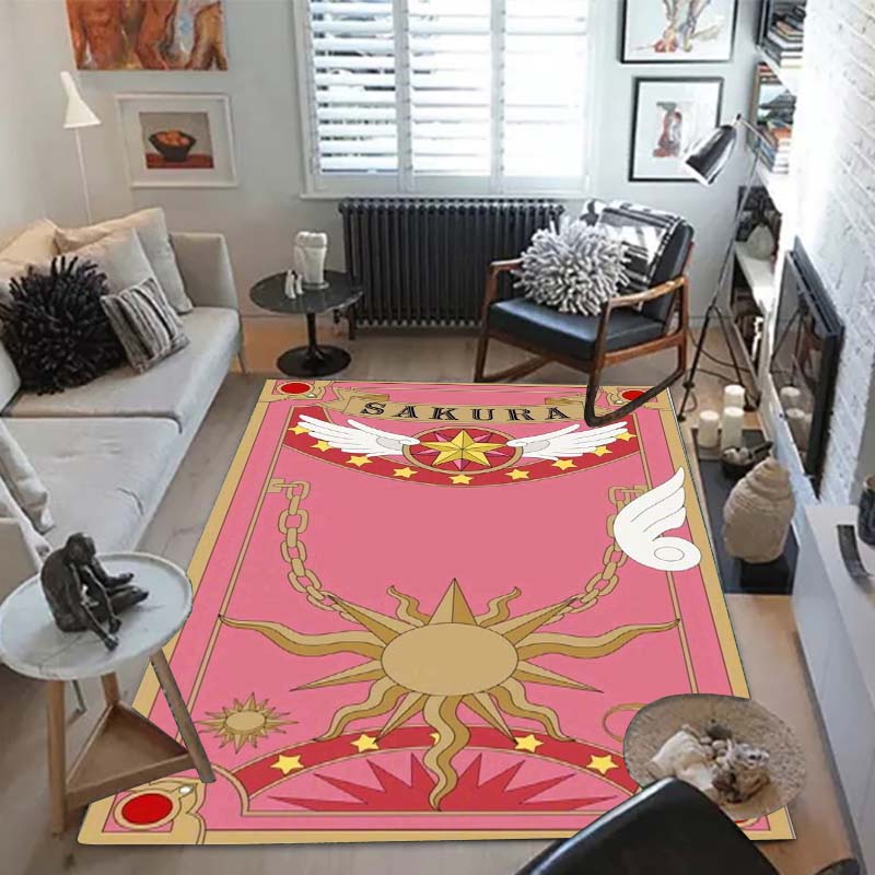 Cartoon Variety Sakura Clow Rug 3D Printing Children'S Carpet Cartoons Living Room Bedroom Carpet Room Floor Decoration Child