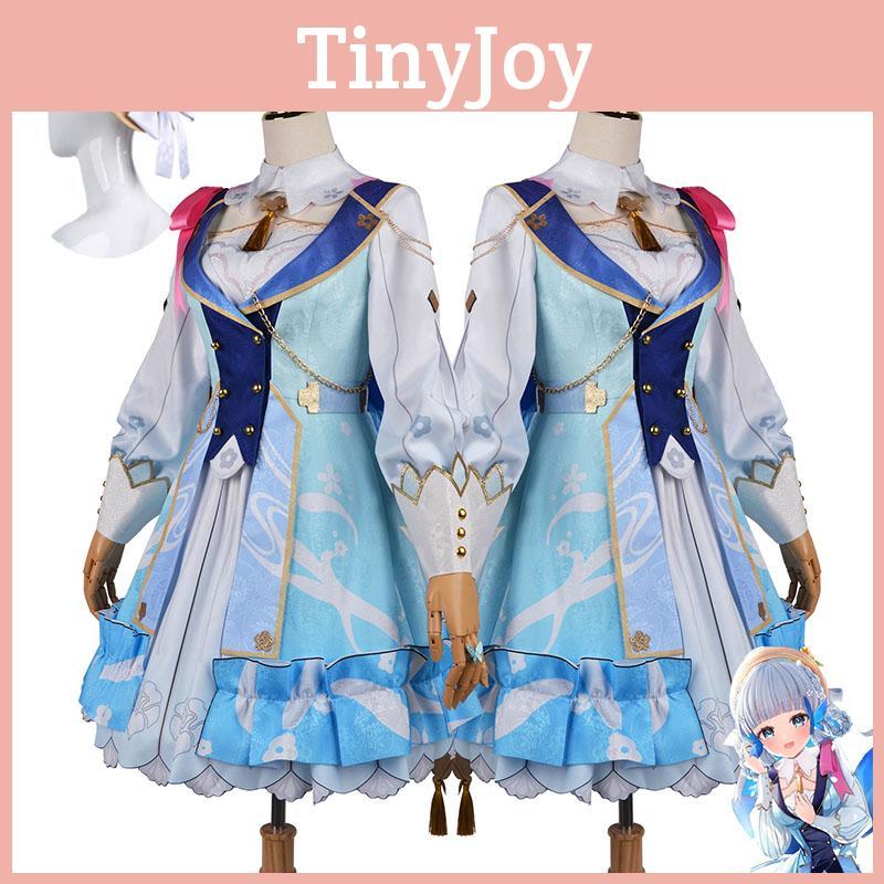 Genshin Impact Kamisato Ayaka Cosplay Costume Wig Flower Dress Hat Halloween
