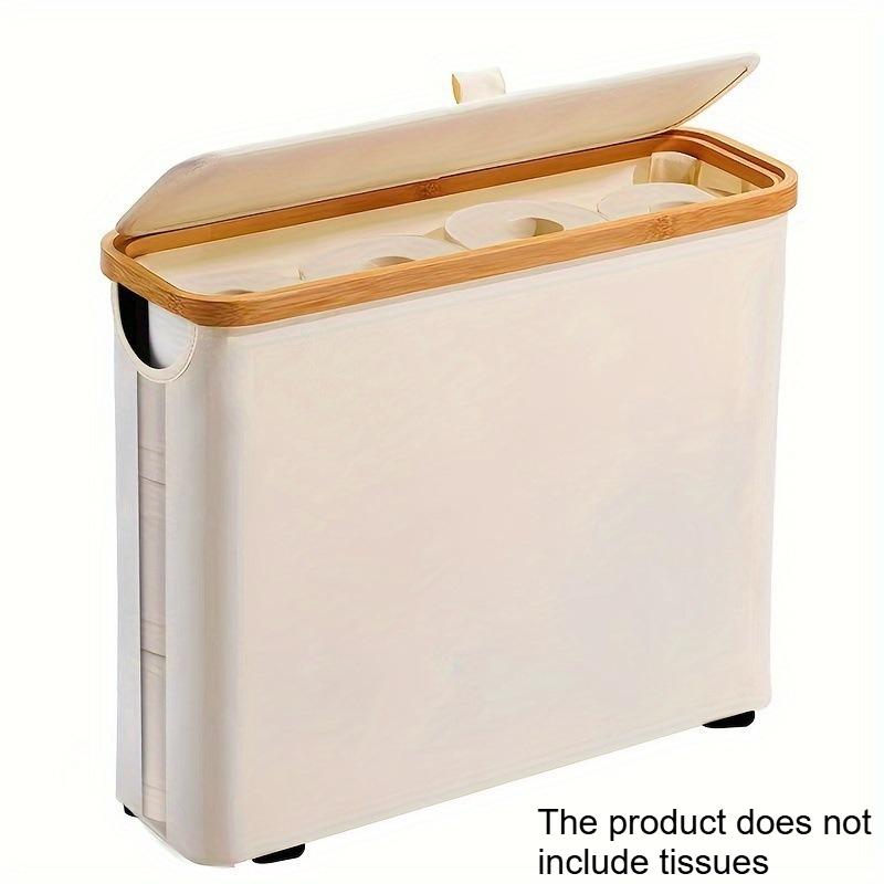 

1pc Large Capacity Foldable Toilet Paper Holder with Lid - Space-Saving Modern Bathroom Visible Organizer, No Assembly Required