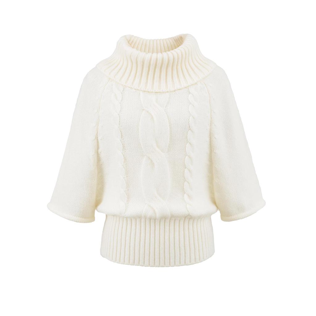 2025 French Retro Multi-Wear High Neck Cable Knit Poncho