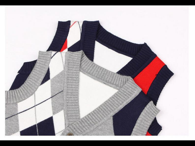 Boys' College Style Knitted Sleeveless Sweater Vest