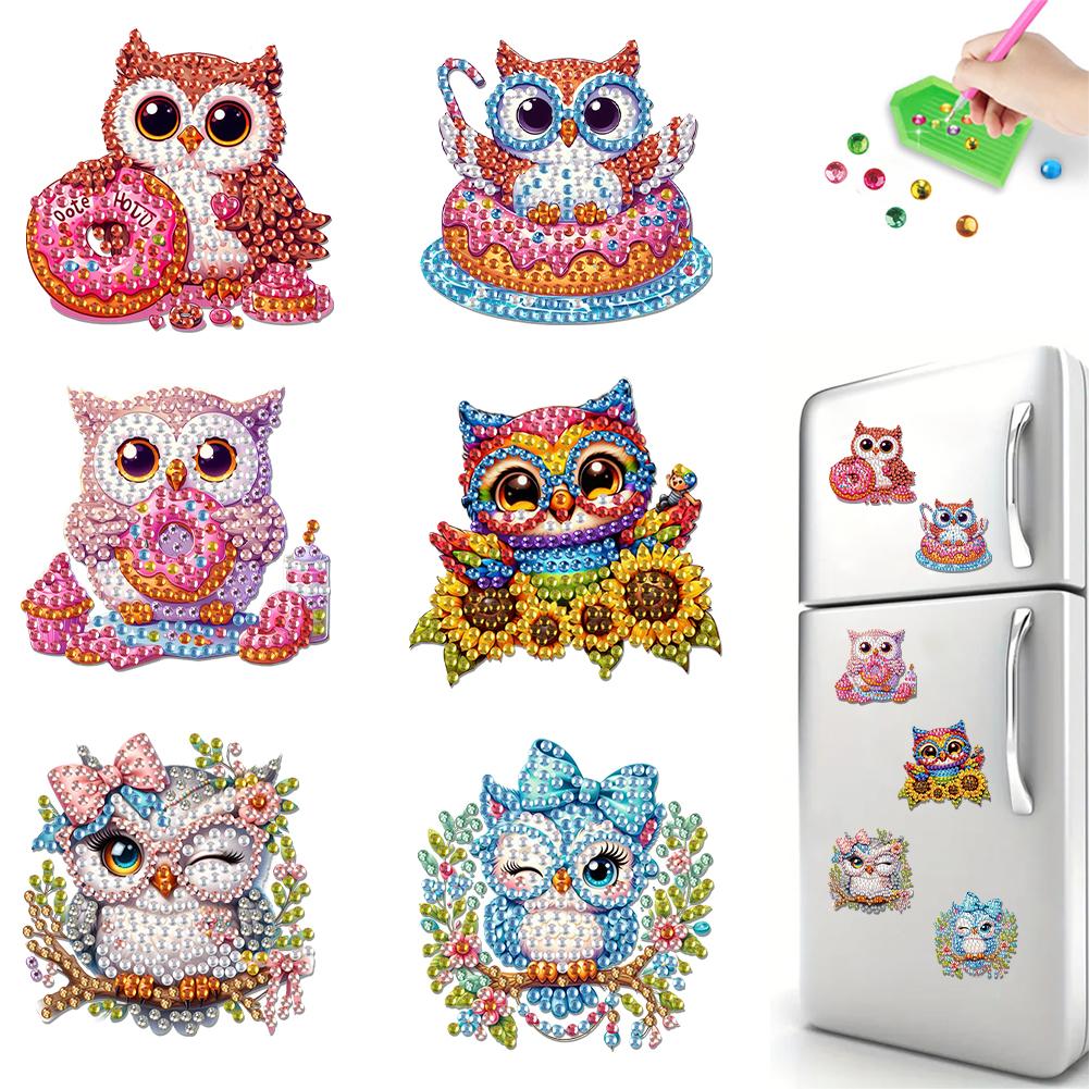 6Pcs Diamond Painting Refrigerator Magnets Fridge Magnets Diamond Art DIY Diamond Art Refrigerator Magnets DIY Art Crafts