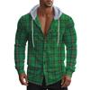 American Retro Plaid Shirt Men'S Autumn And Winter Hooded Flannel Jacquard Shirt Casual Jacket Men