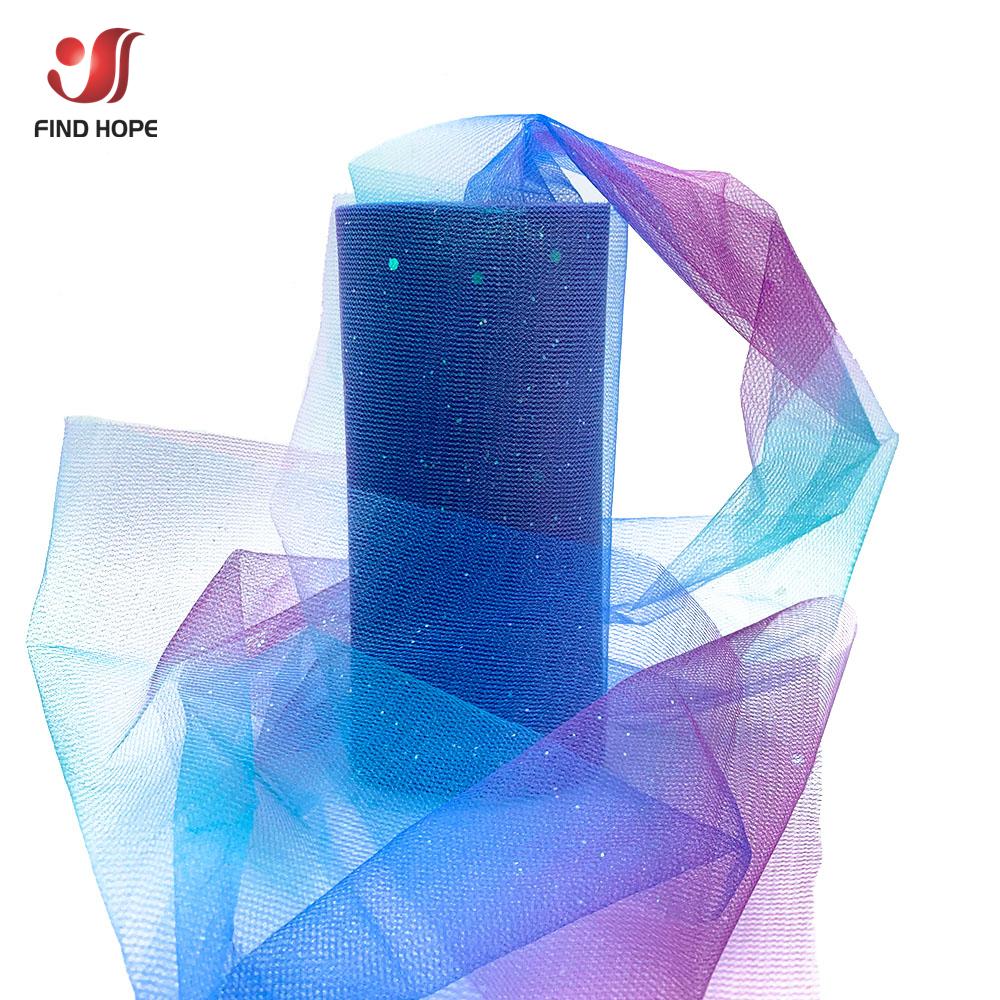 New Design Ombre Glitter Mesh Fabric - Shimmer Gradient Tulle for Bridal Accessories, Party Decor & DIY Costume Craft (10Yards)