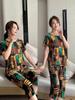 Ice Silk Summer Fashion Suit for Elderly Women - Short Sleeve Grandma's Casual Attire