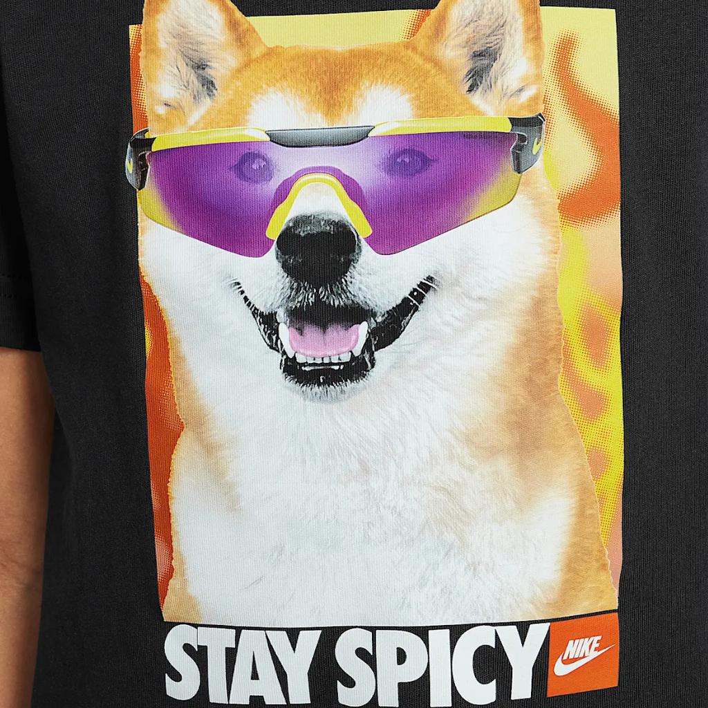 Nike T-Shirt Stay Spicy Brand Logo Letter Round Neck Drop Shoulder Short Sleeve Kids tops Black IM4474-010