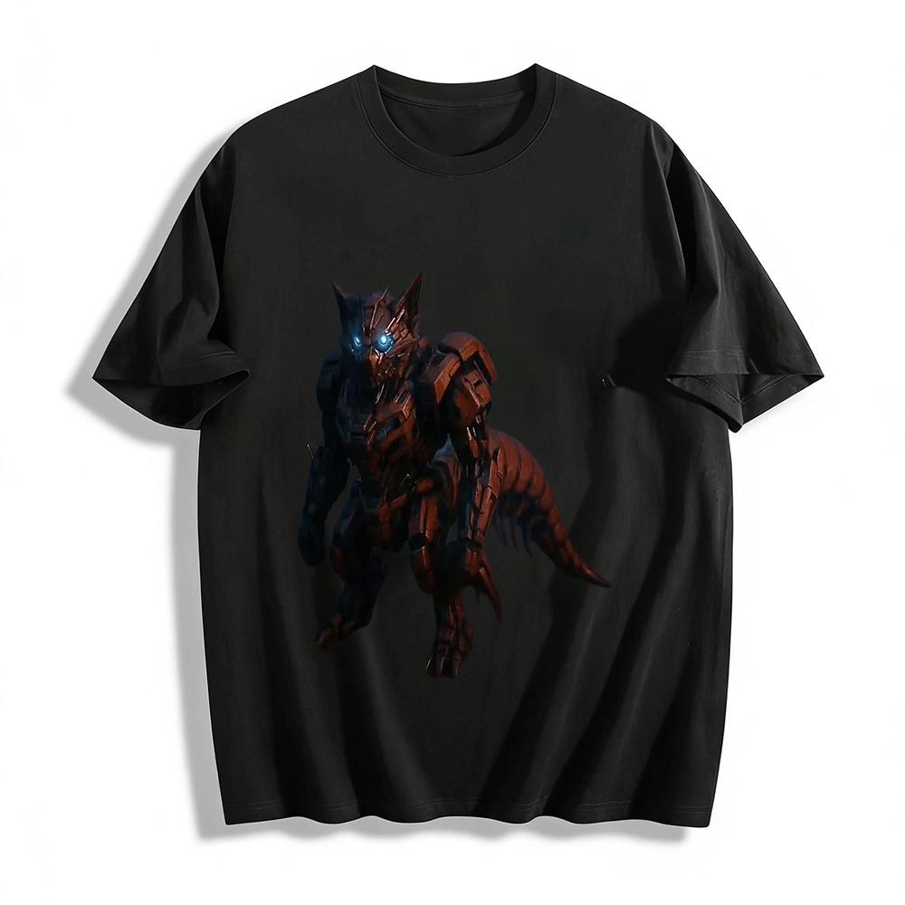 Mecha Beast Print Trendy Cool Loose Casual Top Pure cotton T-shirt XXS