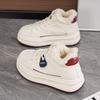 Women's Cotton Shoes with Winter Velvet White Shoes Women's New Popular Leather Sports Comfortable Leisure Board Shoes Keep Warm