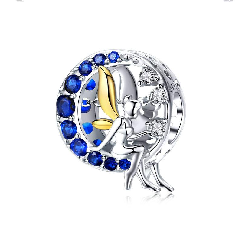 WOSTU 925 Silver Flamingo Bee Charms Ariel Balloon Coffee Girls Beads Dangle Fit DIY Original Bracelet Pendants Jewelry