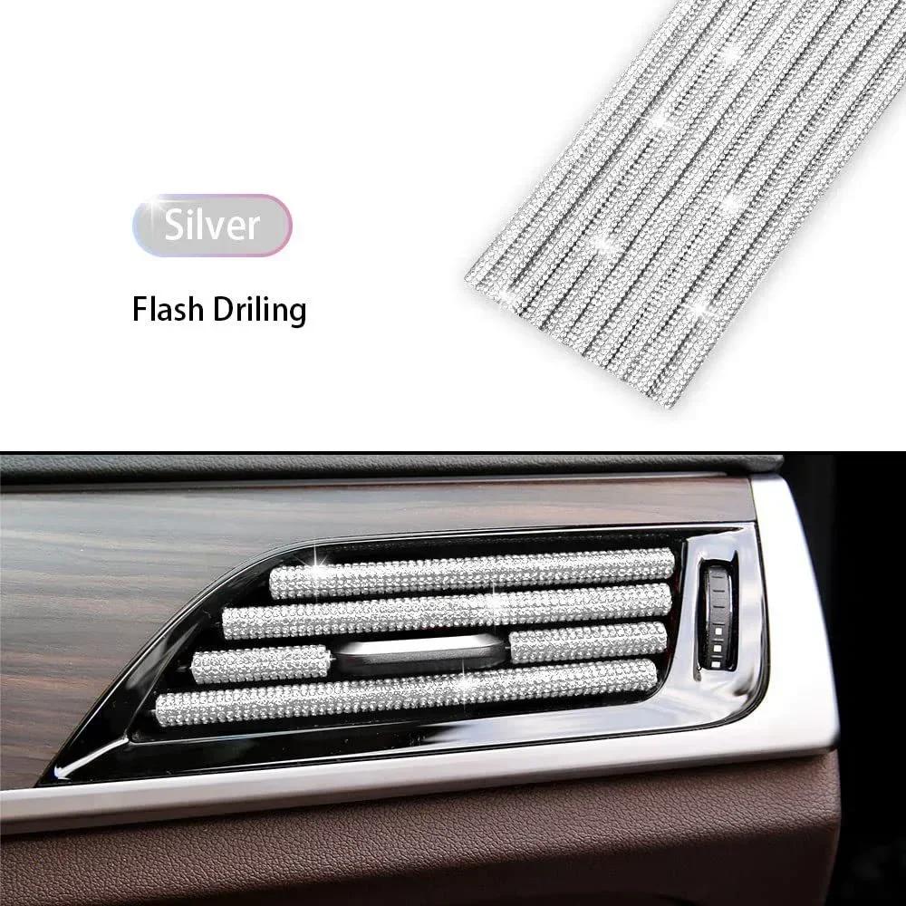 1-10PCS Car Diamond Air Conditioner Outlet Interior Trim Strip Universal U Clip Rhinestone car accessories interior