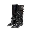 2026 New Fashion Versatile Pointed Inner Height Increasing Skinny Pant Tube Boots Women's Belt Buckle Knight Boots