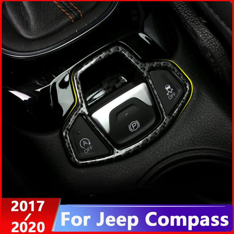 Do Jeep Compass 2017 2018 Włókno węglowe Elektroniczny hamulec ręczny Przycisk hamulca ręcznego Panel osłony Akcesoria stylizacyjne