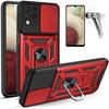 Case and Tempered Glass - Samsung - A12 - Red - Shockproof - Anti-Scratch