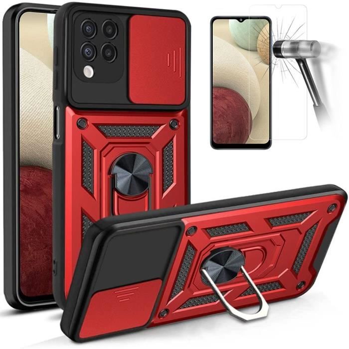 Coque et Verres Trempés - Samsung - A12 - Rouge - Antichoc - Anti-Rayure