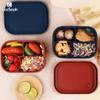 Leeseph Bento Box Lunch Box Portable Silicone lunch Box with 4 Compartment, Reusable Microwave Oven Heating Lunch Box, Best Gift