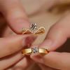 Adjustable Couple Wedding Ring Set Elegant Shining Engagement Rings for Daily Wear and Special Occasions