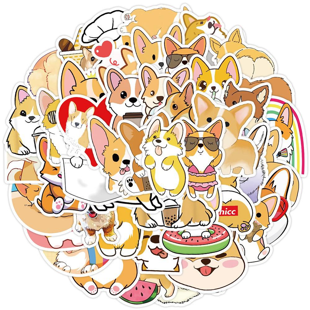 50PCS Cute Cartoon Puppy Stickers: Waterproof Decorative Decals for Phone, Tablet, Laptop, and Refrigerator