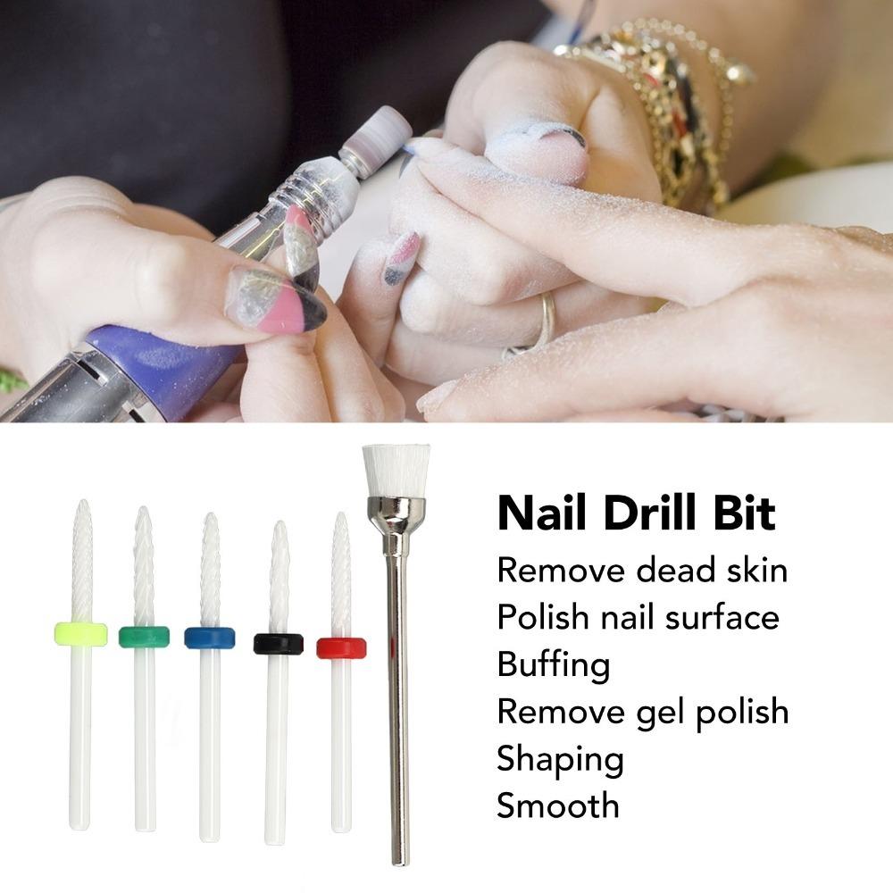6pcs Premium Ceramic Ceramic Nail Drill Bit Professional Salon Regular Nail Polishing