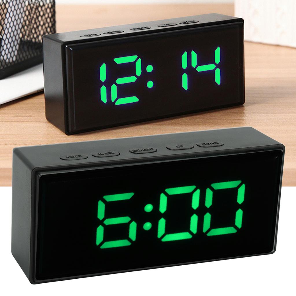 Mirrored Digital Alarm Clock Smart Light Sensing LED Display Digital Smart Clock with Two Display Mode Snooze Function