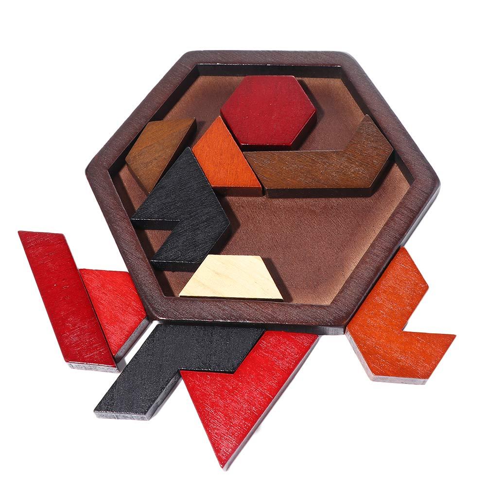 Classical Wooden Geometric Shape Tangram Board IQ Brain Teaser Puzzles Board Educational Toys