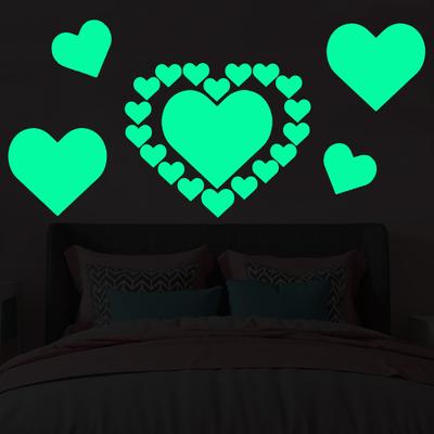Love Nightlight Sticker Heart Shaped Sticker Bedroom Wall Cute Creative Decoration Fluorescent Sticker Luminous Wall Decoration