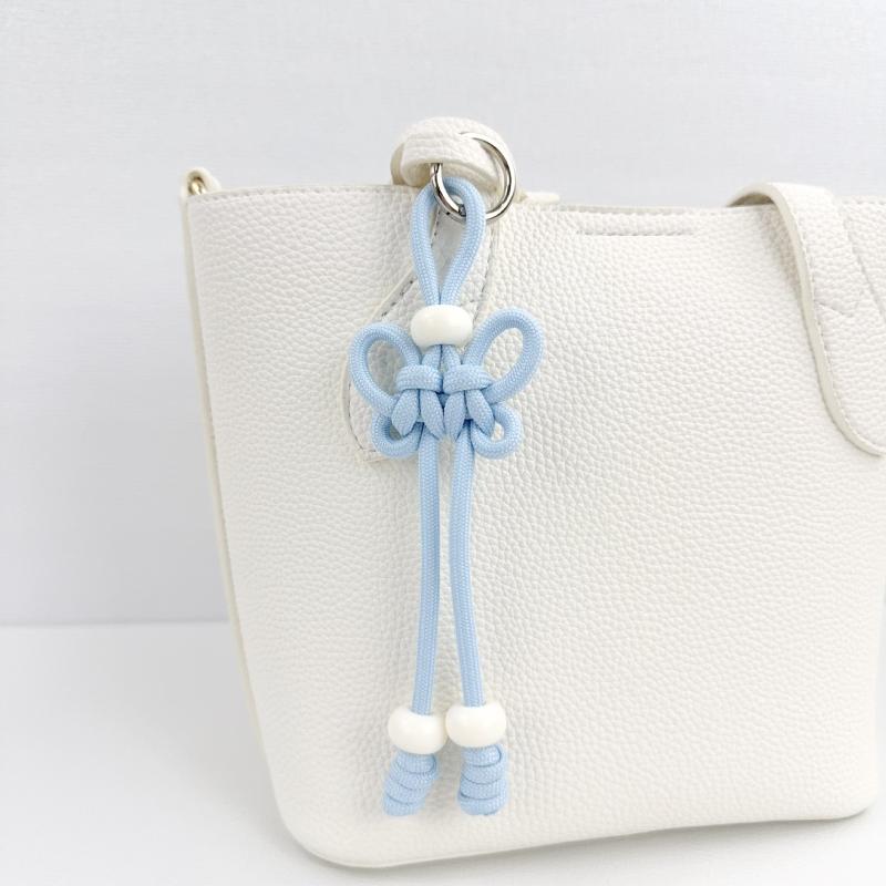 DIY Bag Pendant 1Pcs Handmade Butterfly Braided Rope Keychain Charm for Purse Decoration Customizable Accessory
