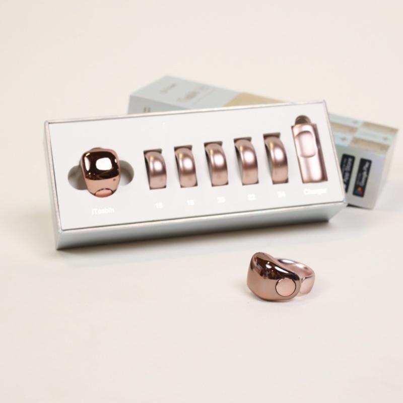 Intelligent Tasbih Rings With Digital Screen 5 Interchangeable Size Support Wireless Charging and Daily Prayer Reminders