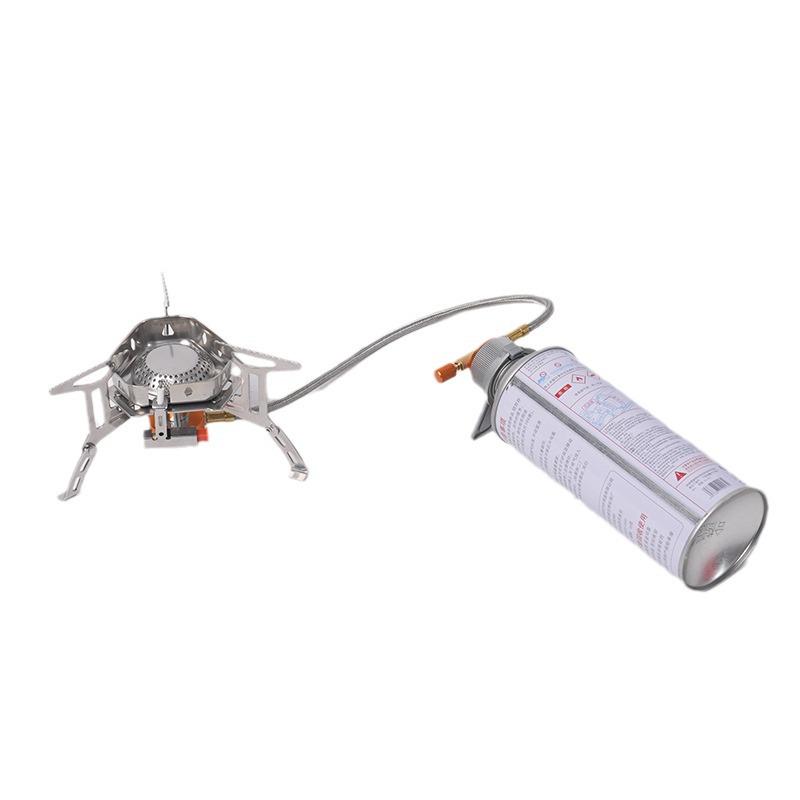 Portable Windproof High-Fire Mini Camping Gas Stove - Stainless Steel Foldable Design